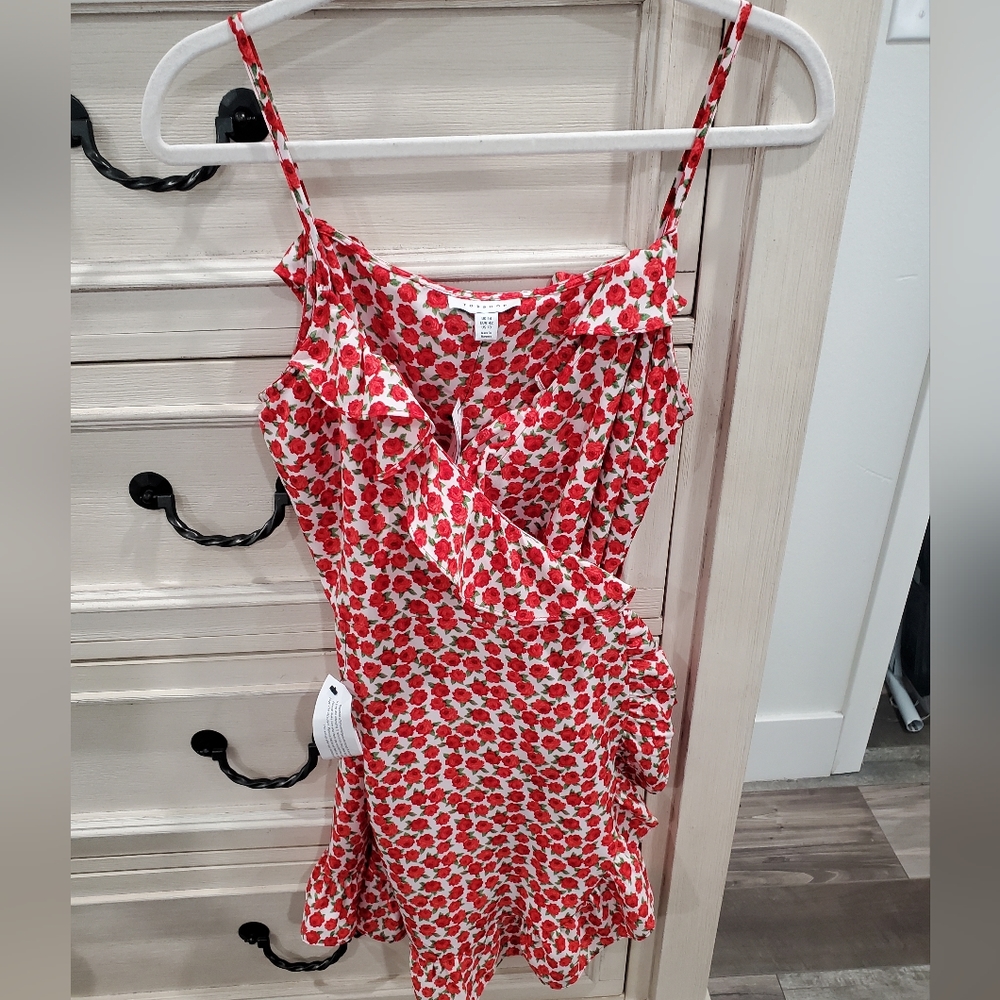 Topshop Wrap Mini Dress - Rose Print